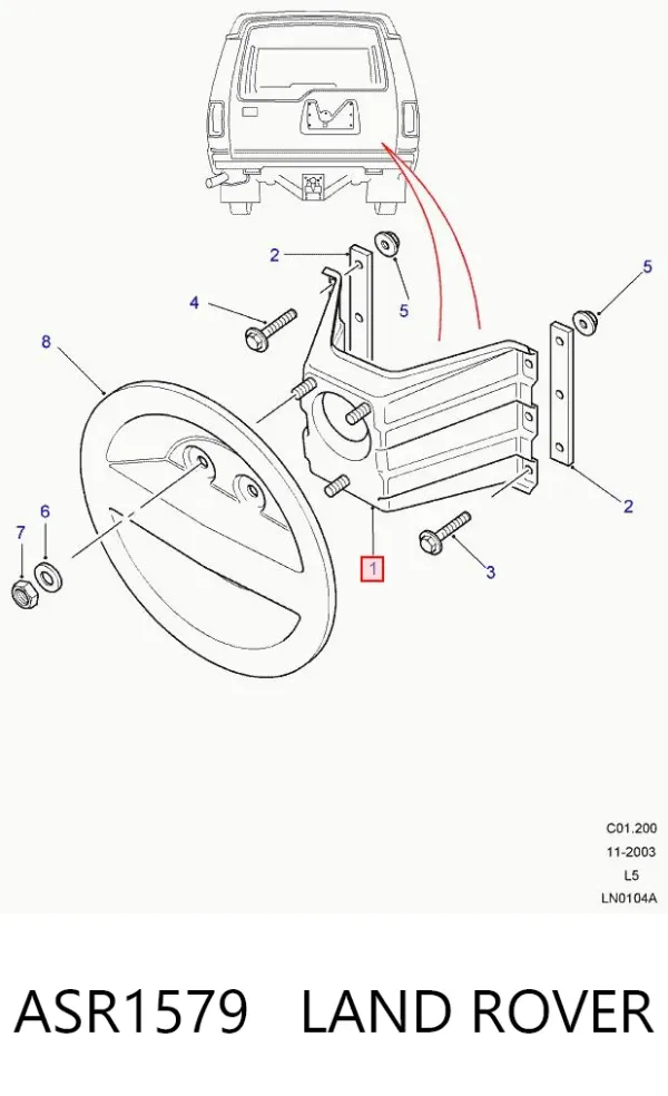 Кронштейн запасного колеса ASR1579 Land Rover