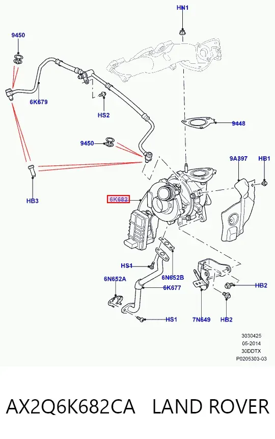 Турбина AX2Q6K682CA Land Rover