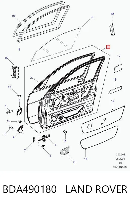 Дверь передняя правая BDA490180 Land Rover