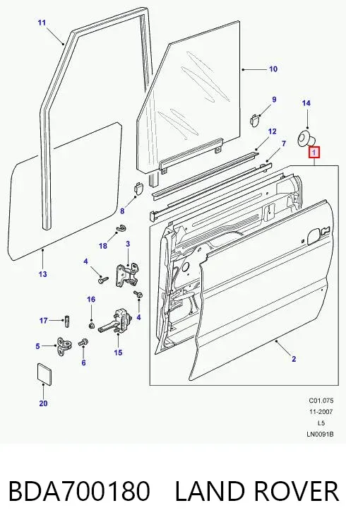 Дверь передняя правая BDA700180 Land Rover