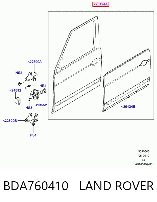 Дверь передняя левая BDA760410 Land Rover
