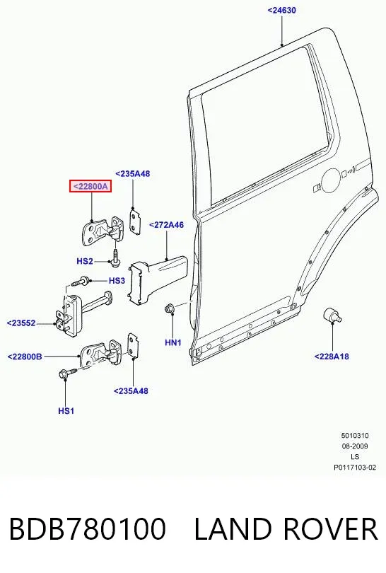 Петля двери передней правой BDB780100 Land Rover
