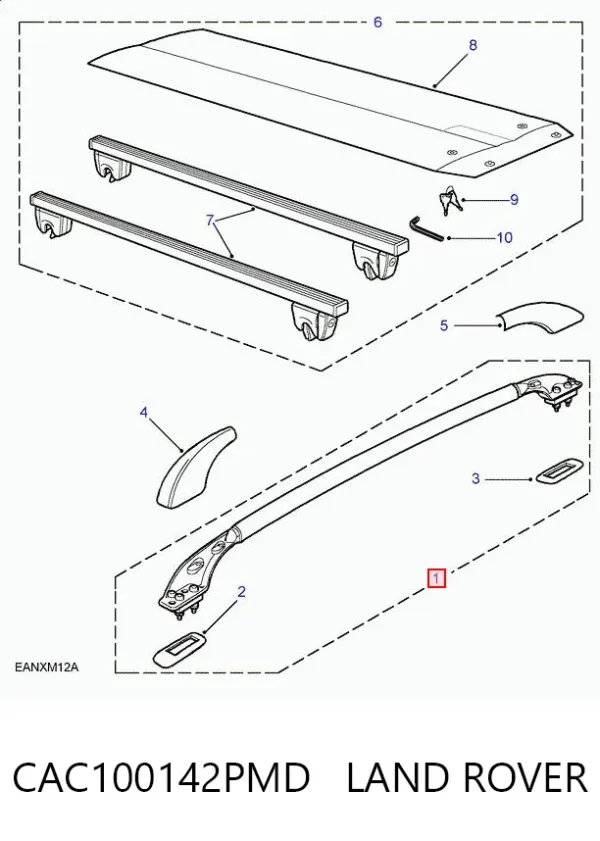 Рейлинг крыши правый CAC100142PMD Land Rover