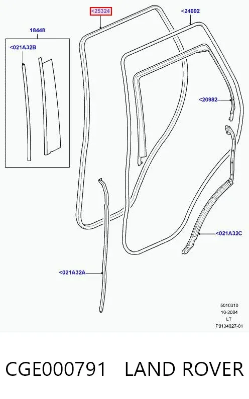 Уплотнитель двери задней (на кузове) CGE000791 Land Rover