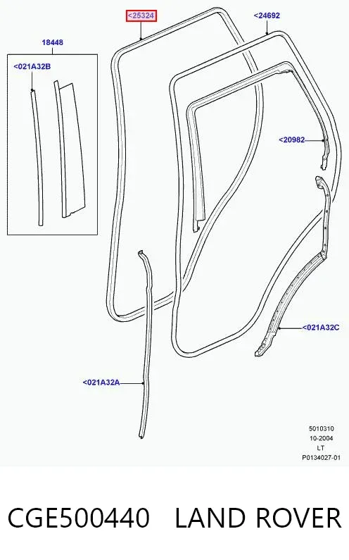 Уплотнитель двери задней (на кузове) CGE500440 Land Rover