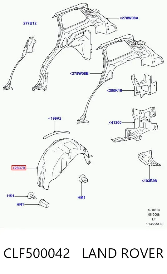 Подкрылок задний правый CLF500042 Land Rover