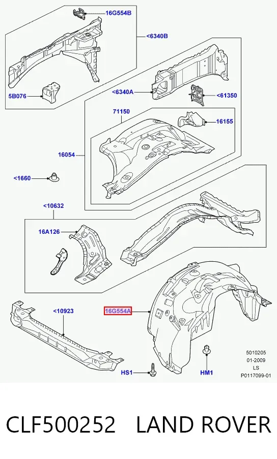 Подкрылок передний левый CLF500252 Land Rover