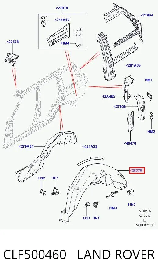 Подкрылок задний правый CLF500460 Land Rover