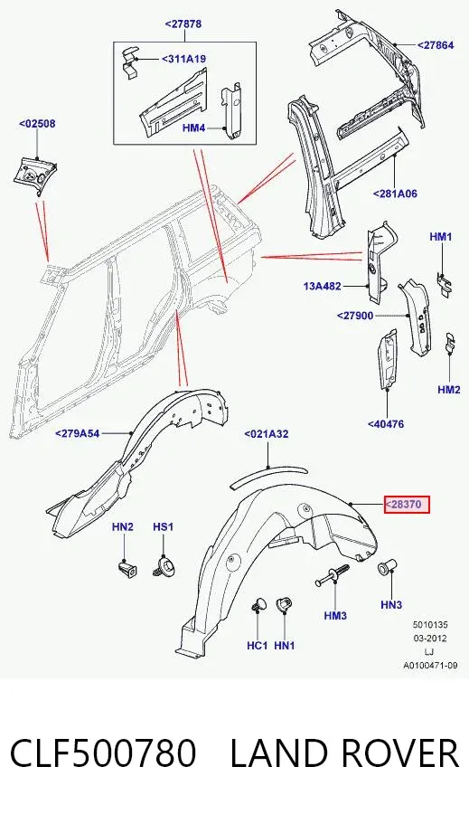 Подкрылок задний левый CLF500780 Land Rover