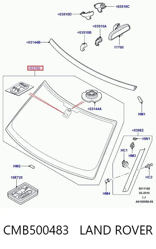 Лобовое стекло CMB500483 Land Rover