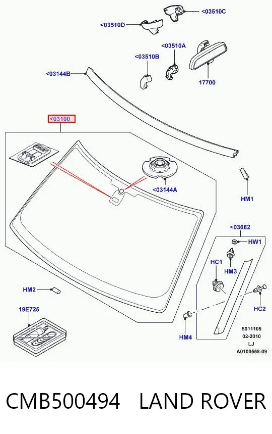 Лобовое стекло CMB500494 Land Rover