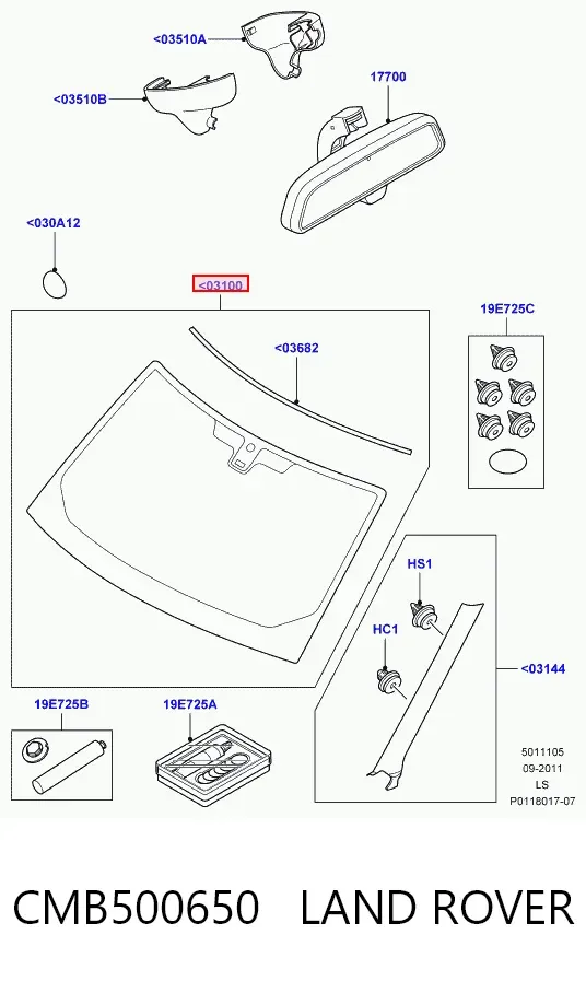 Лобовое стекло CMB500650 Land Rover