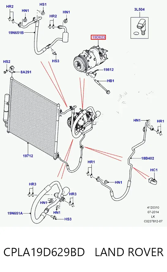Компрессор кондиционера CPLA19D629BD Land Rover