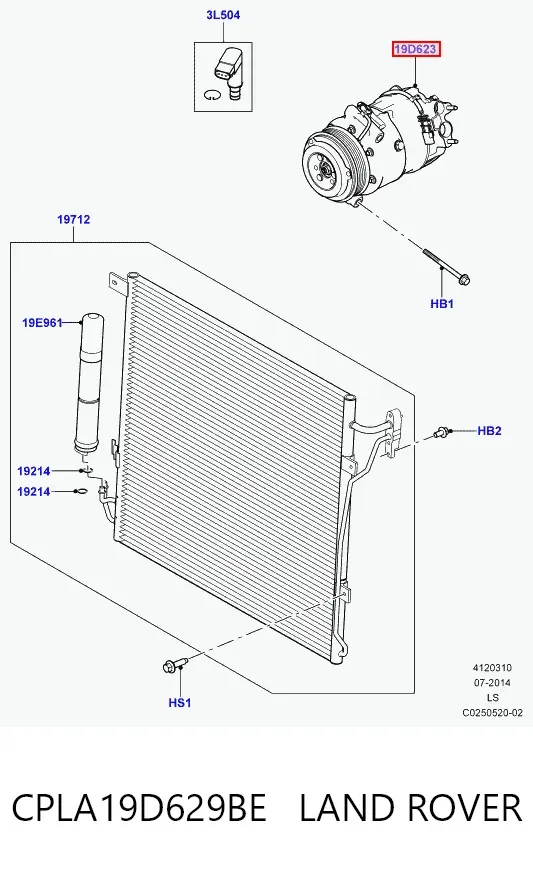 Компрессор кондиционера CPLA19D629BE Land Rover
