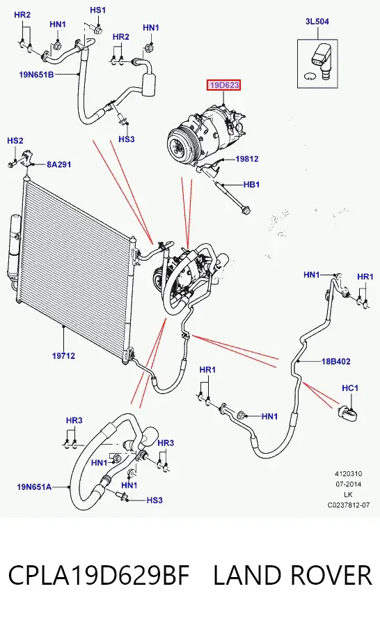 Компрессор кондиционера CPLA19D629BF Land Rover