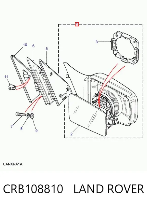Левое боковое зеркало CRB108810 Land Rover