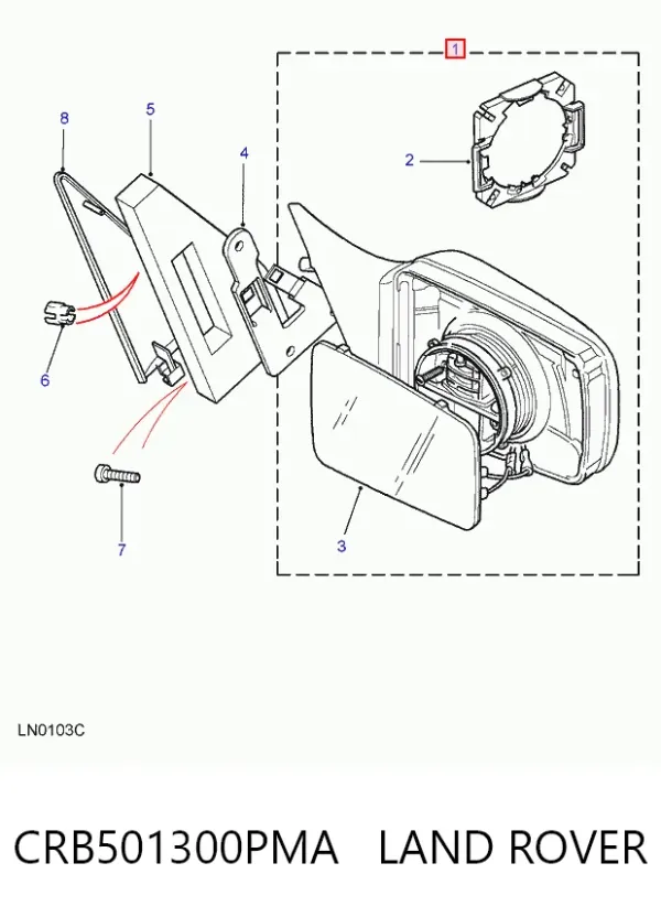 Правое зеркало CRB501300PMA Land Rover