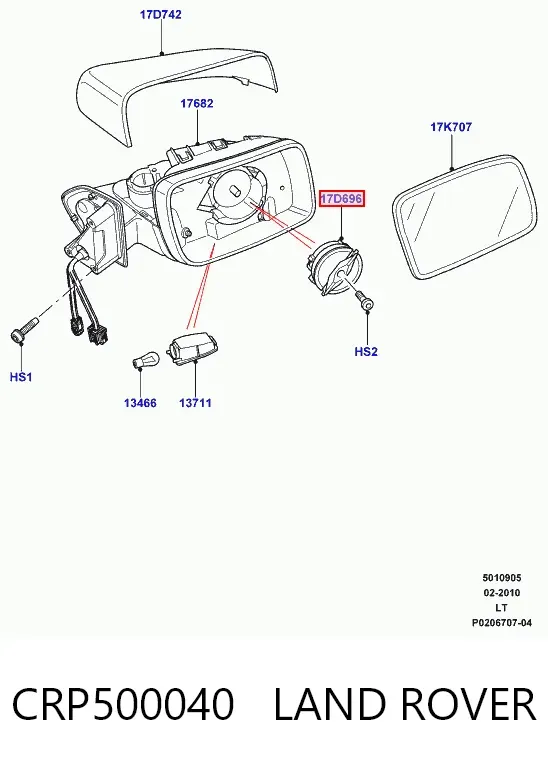 Мотор привода линзы зеркала заднего вида правого CRP500040 Land Rover