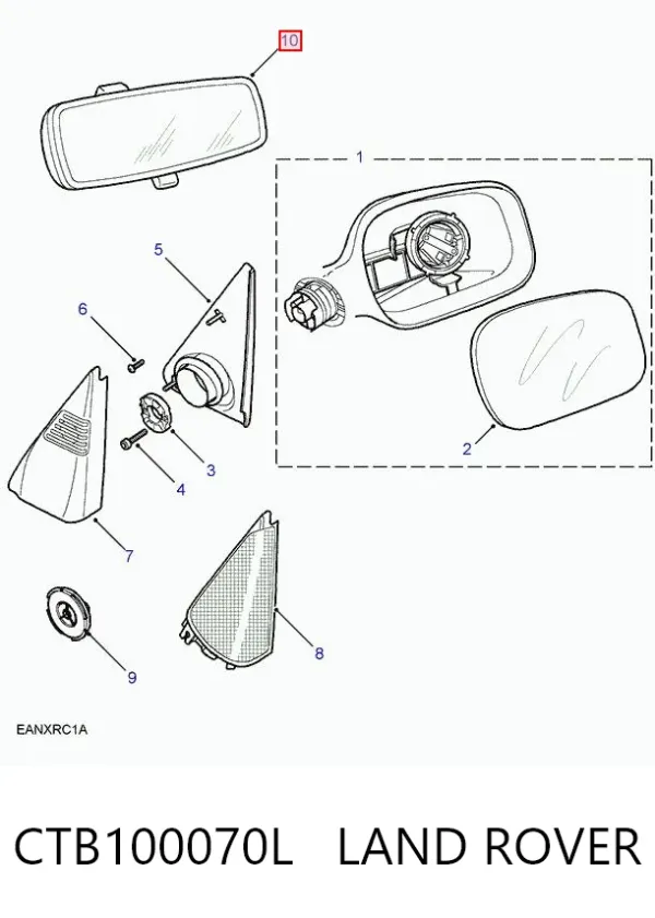 Зеркало заднего вида CTB100070L Land Rover