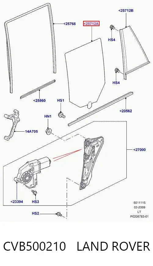 Стекло двери задней левой CVB500210 Land Rover
