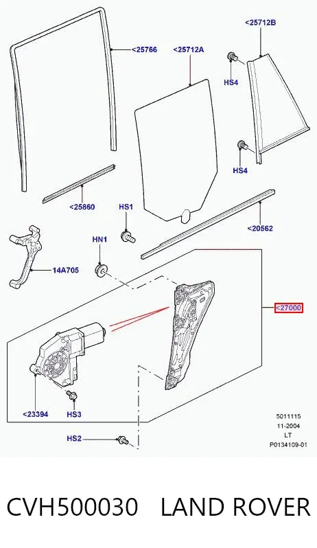 Механизм стеклоподъемника двери задней левой CVH500030 Land Rover