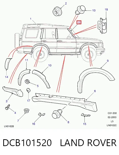 Молдинг лобового стекла правый DCB101520 Land Rover