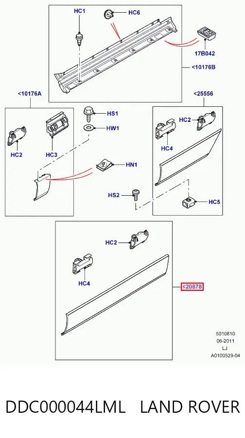 Молдинг двери передней правой нижний DDC000044LML Land Rover