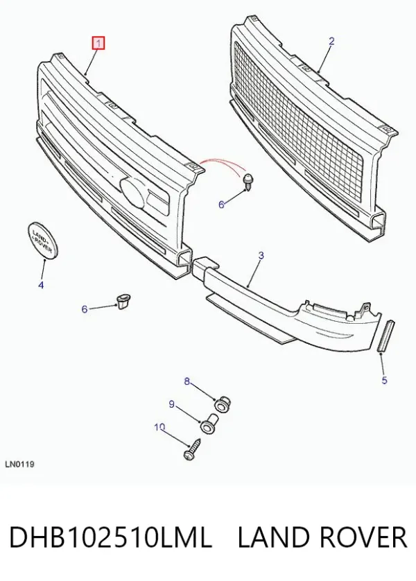 Решетка радиатора DHB102510LML Land Rover