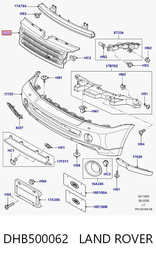 Решетка радиатора DHB500062 Land Rover
