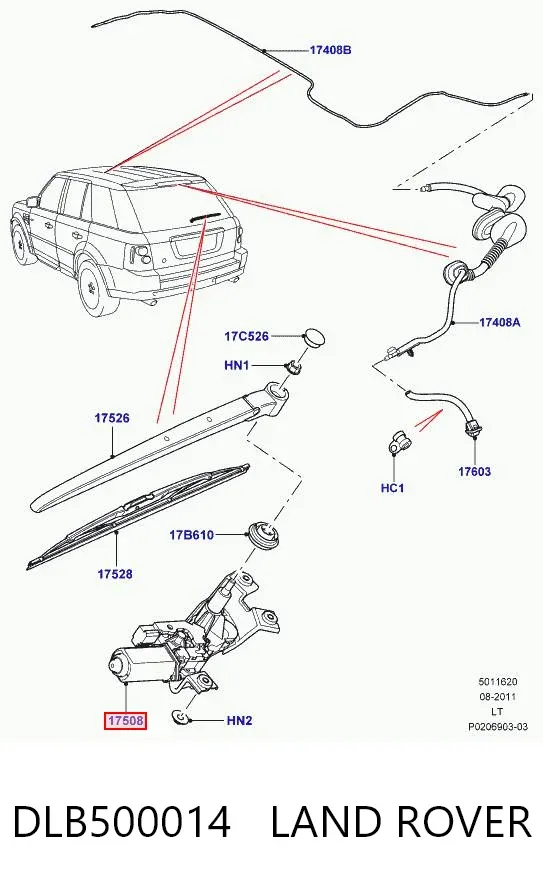 Моторчик заднего дворника DLB500014 Land Rover