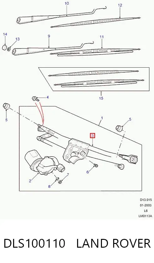 Трапеция дворников DLS100110 Land Rover