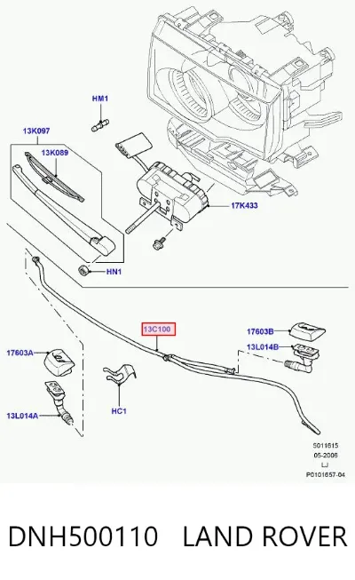 Шланг омывателя фар LAND ROVER DNH500110