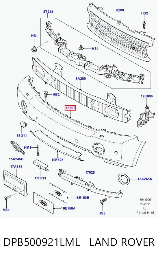 Передний бампер DPB500921LML Land Rover