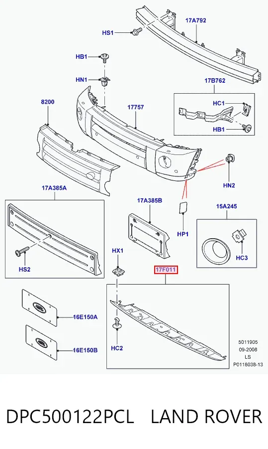 Заглушка буксировочного крюка DPC500122PCL Land Rover
