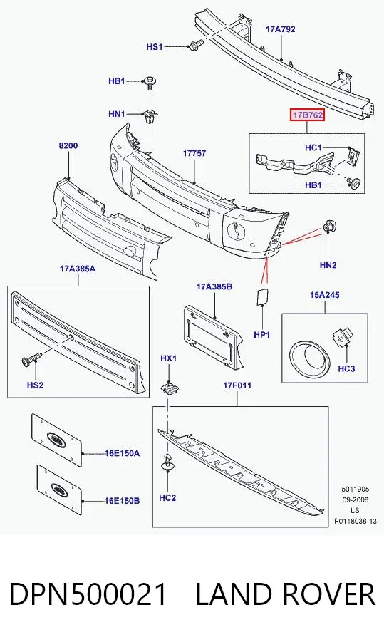 Кронштейн бампера переднего правый DPN500021 Land Rover