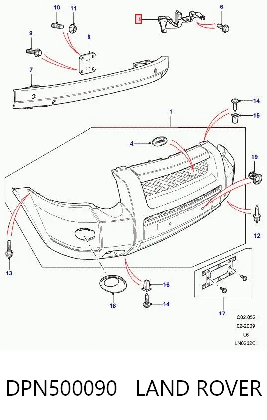 Кронштейн бампера переднего левый DPN500090 Land Rover