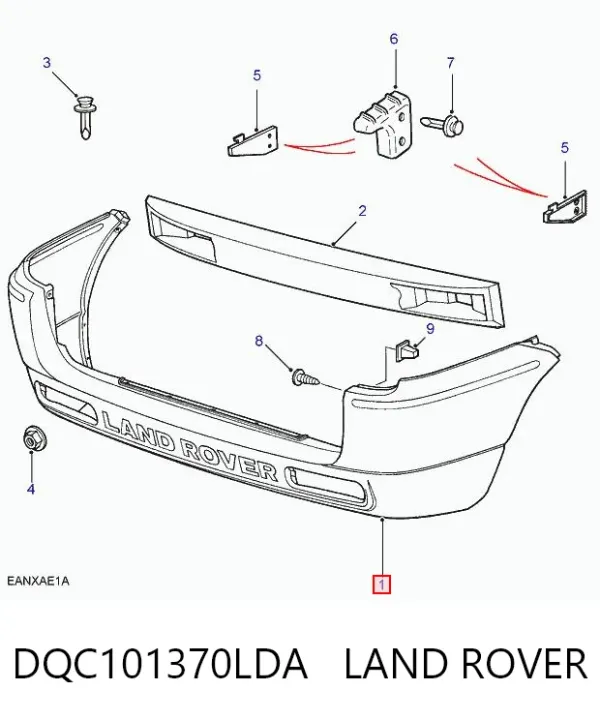 Задний бампер DQC101370LDA Land Rover