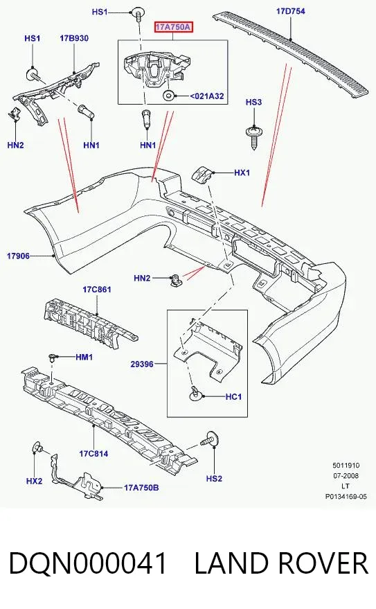 Кронштейн бампера заднего правый DQN000041 Land Rover