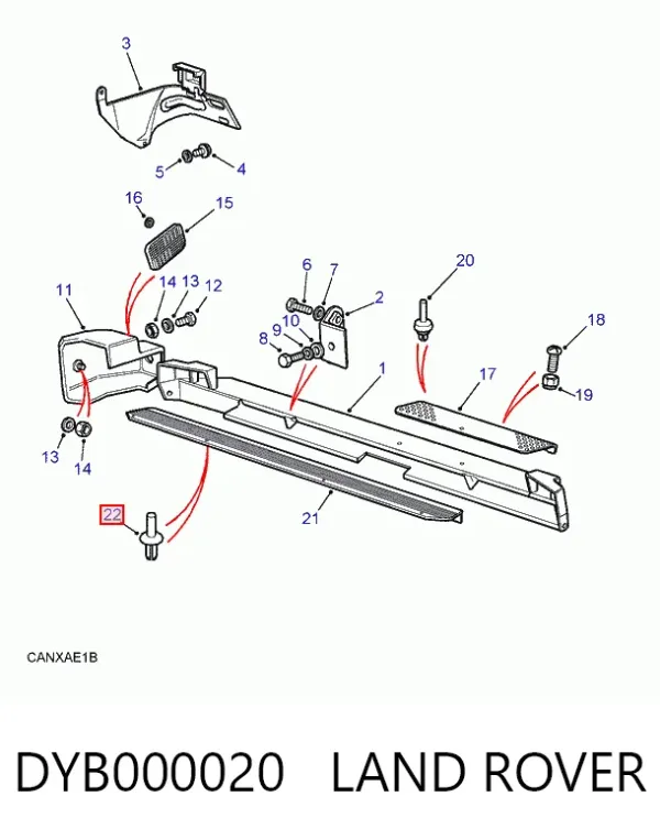 Клипса молдинга лобового стекла DYB000020 Land Rover