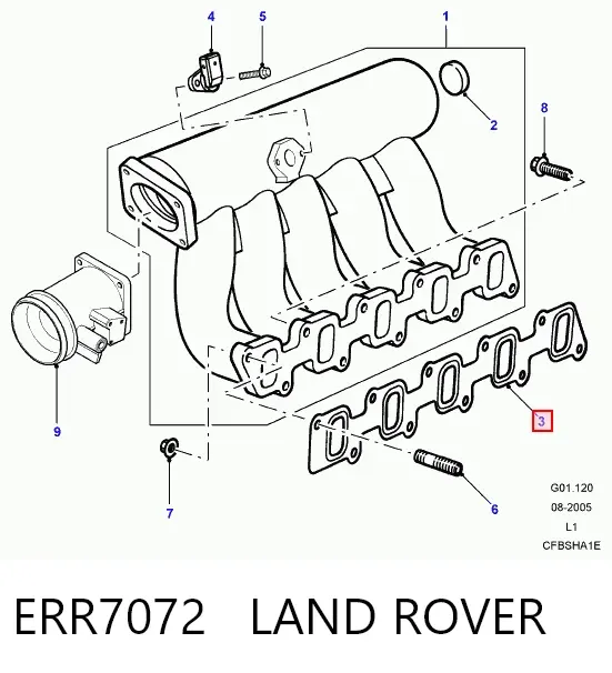 Прокладка впускного коллектора ERR7072 Land Rover
