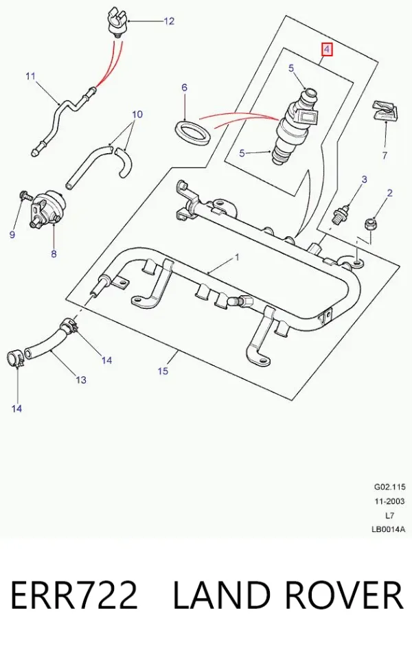 Топливные форсунки ERR722 Land Rover