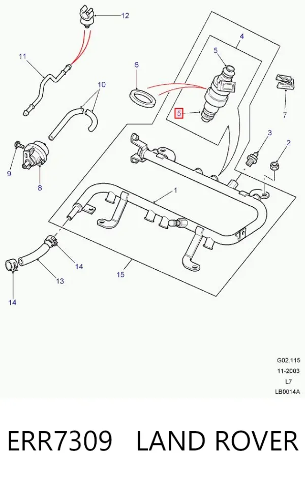 Кольцо форсунки ERR7309 Land Rover