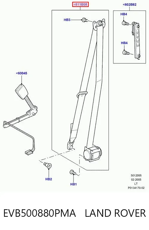 Ремень безопасности EVB500880PMA Land Rover