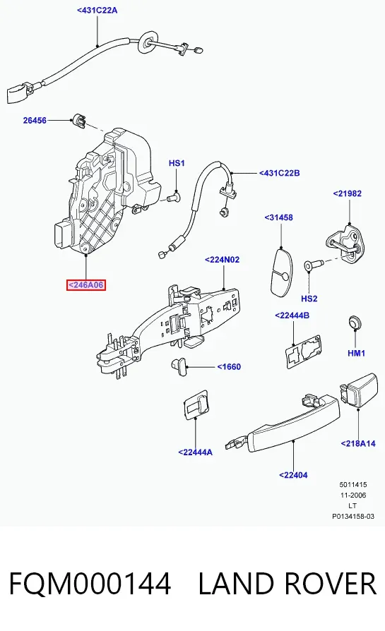 Замок двери задней правой FQM000144 Land Rover