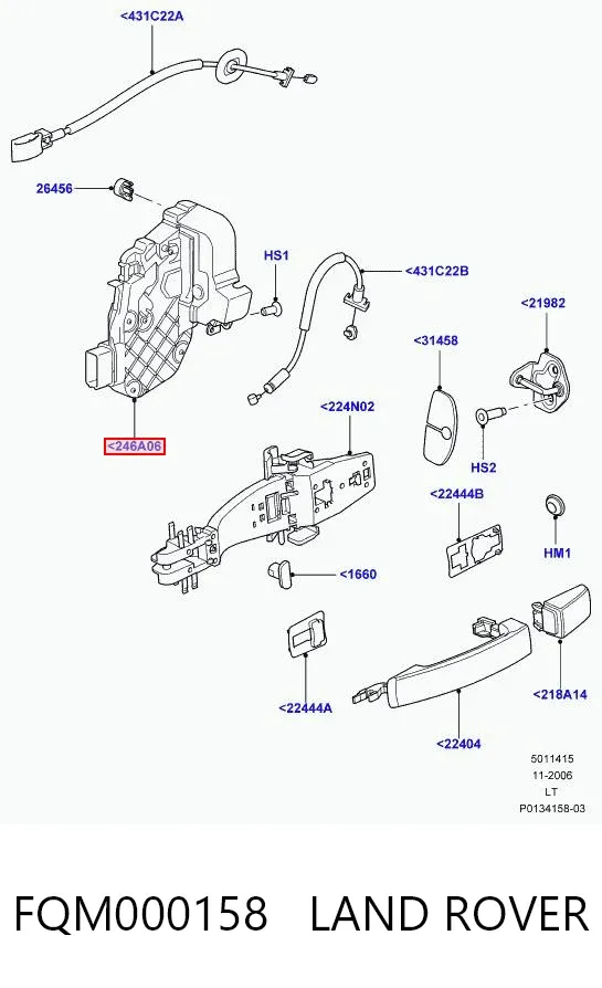 Замок двери задней левой FQM000158 Land Rover