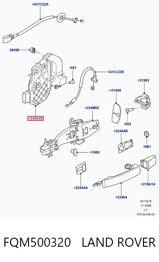 Замок двери задней правой FQM500320 Land Rover