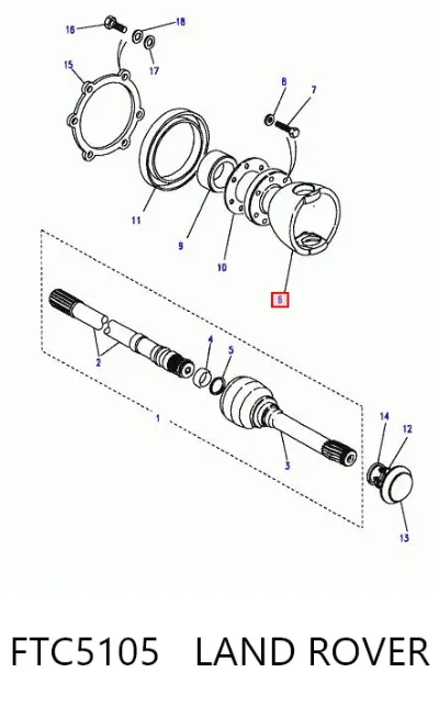 Цапфа (поворотный кулак) передний LAND ROVER FTC5105