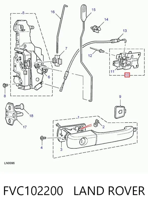 Ручка двери правой внутренняя передняя/задняя FVC102200 Land Rover