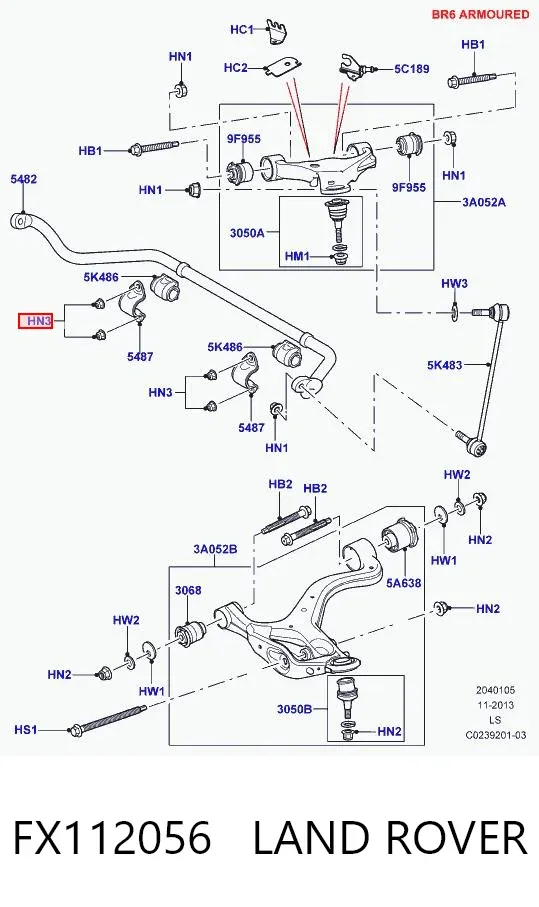 Болт (гайка) крепежа FX112056 Land Rover
