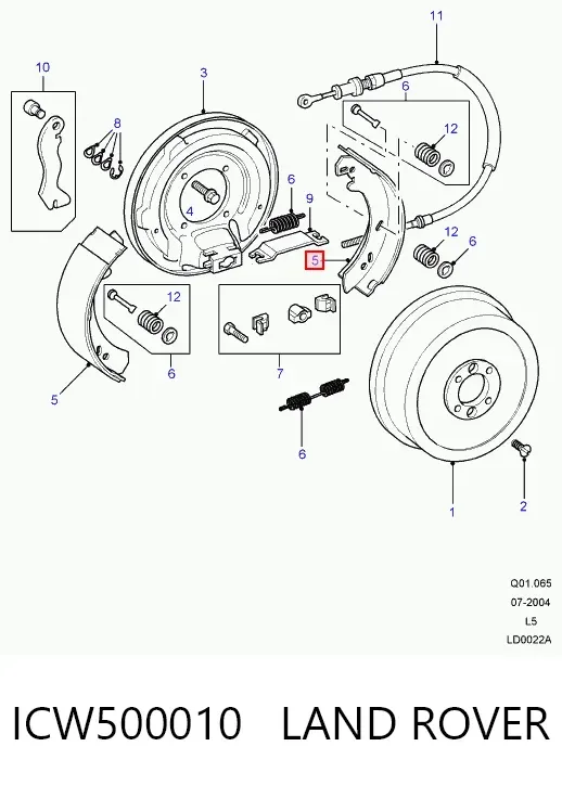 Задние барабанные колодки ICW500010 Land Rover